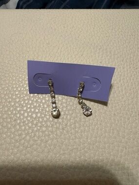Claire's Silver Crystal Drop Earrings